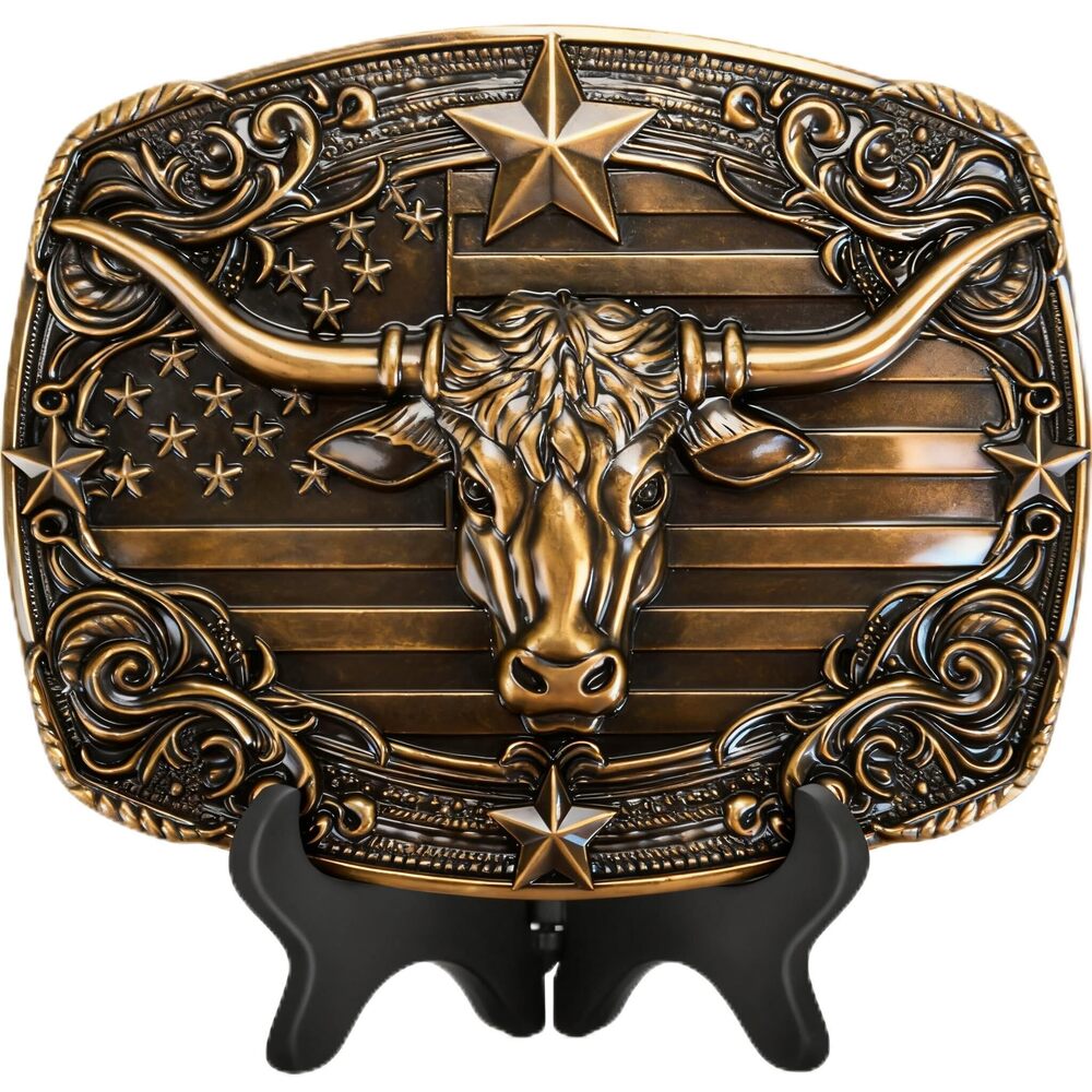 6033 Belt Buckle Western Cowboy - Texas Bull Western Belt Buckle Cowboy
